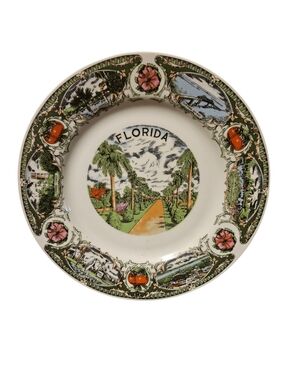 Vintage Florida Souvenir Decorative Plate 8"